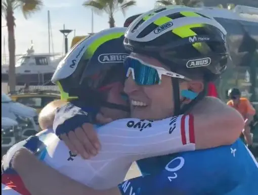 Pelayo Sánchez, tras conseguir en el Trofeo Pollença su primer triunfo con Movistar Team: "La caída de Aranburu hizo replantearnos la carrera"