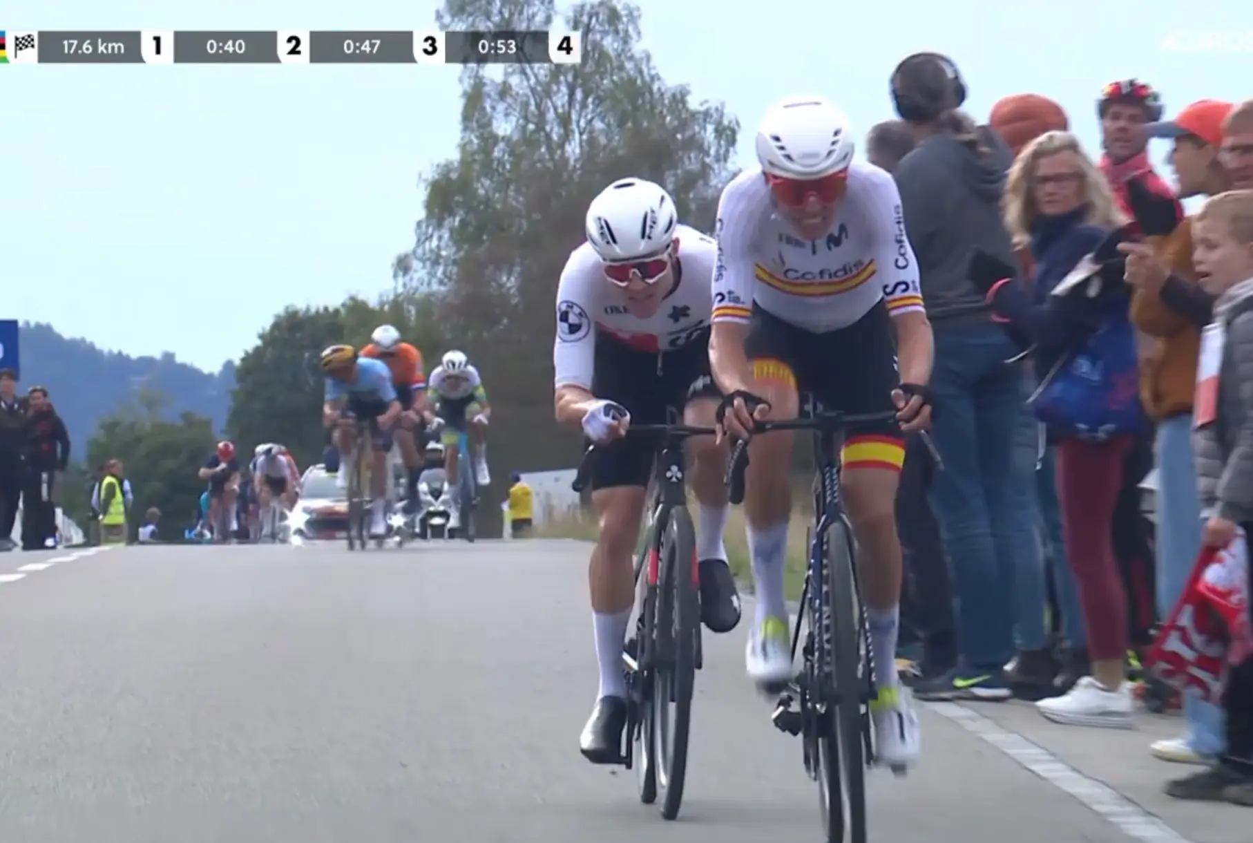 Enric Mas y Roger Adrià honran al ciclismo español en un Mundial histórico