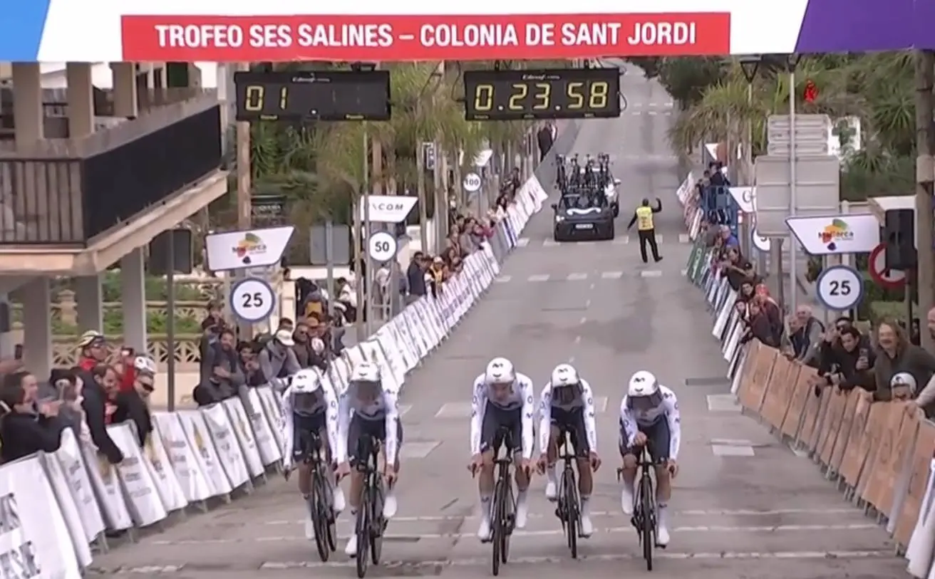 Resultados Trofeo Ses Salines 2026 | Movistar Team brilla y solo el Red Bull de Evenepoel evita su victoria