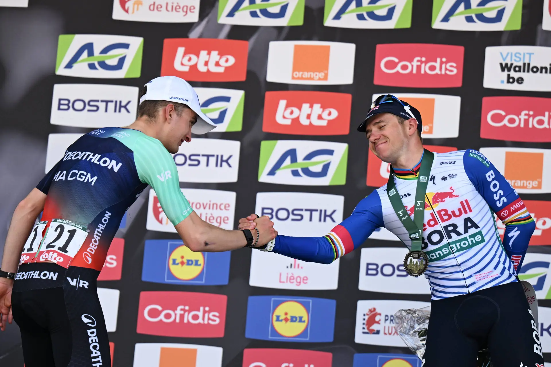 Paul Seixas y Remco Evenepoel en la Liège-Bastogne-Liège 2026