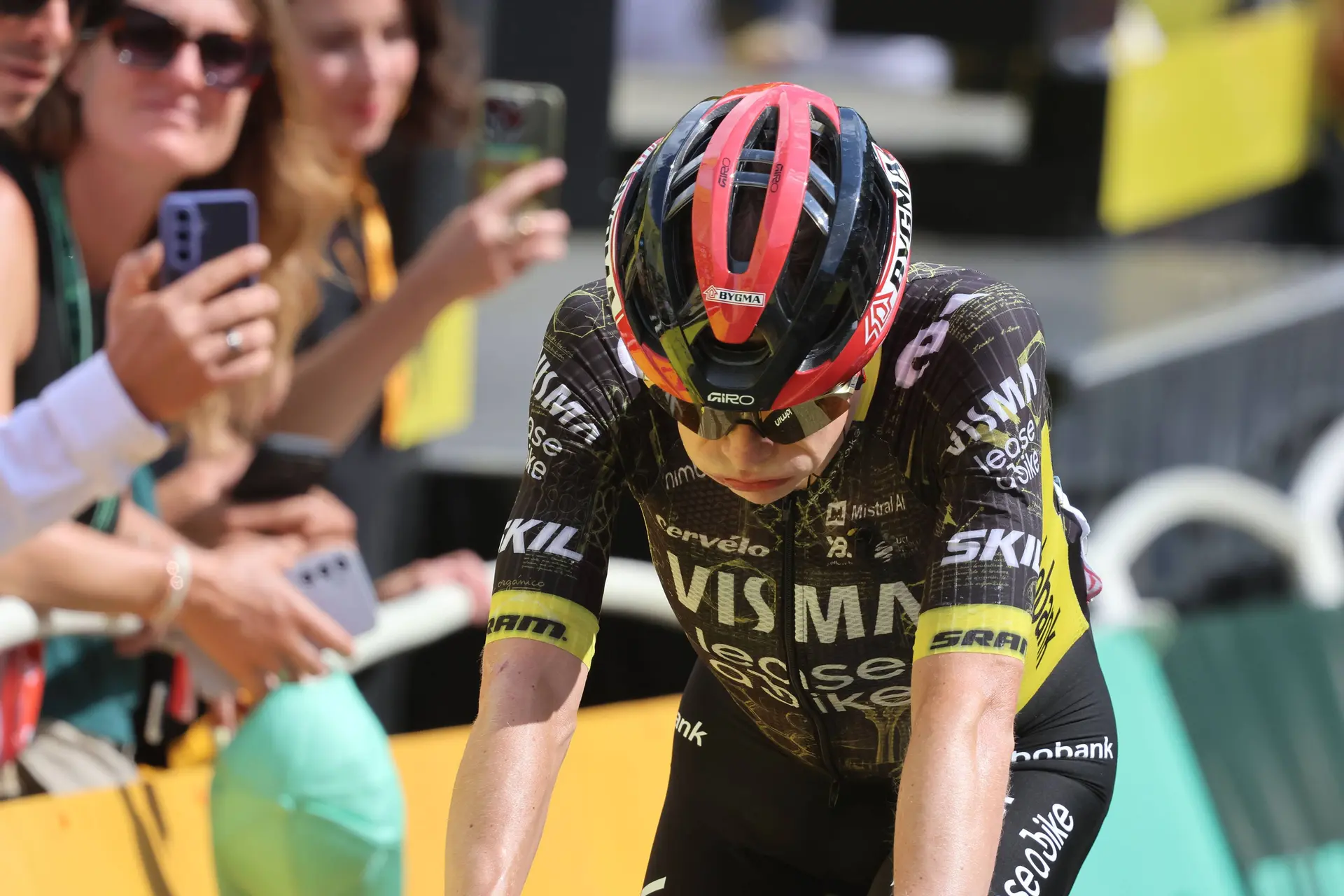 Jonas Vingegaard in action on Stage 6 of the 2026 Tour de France