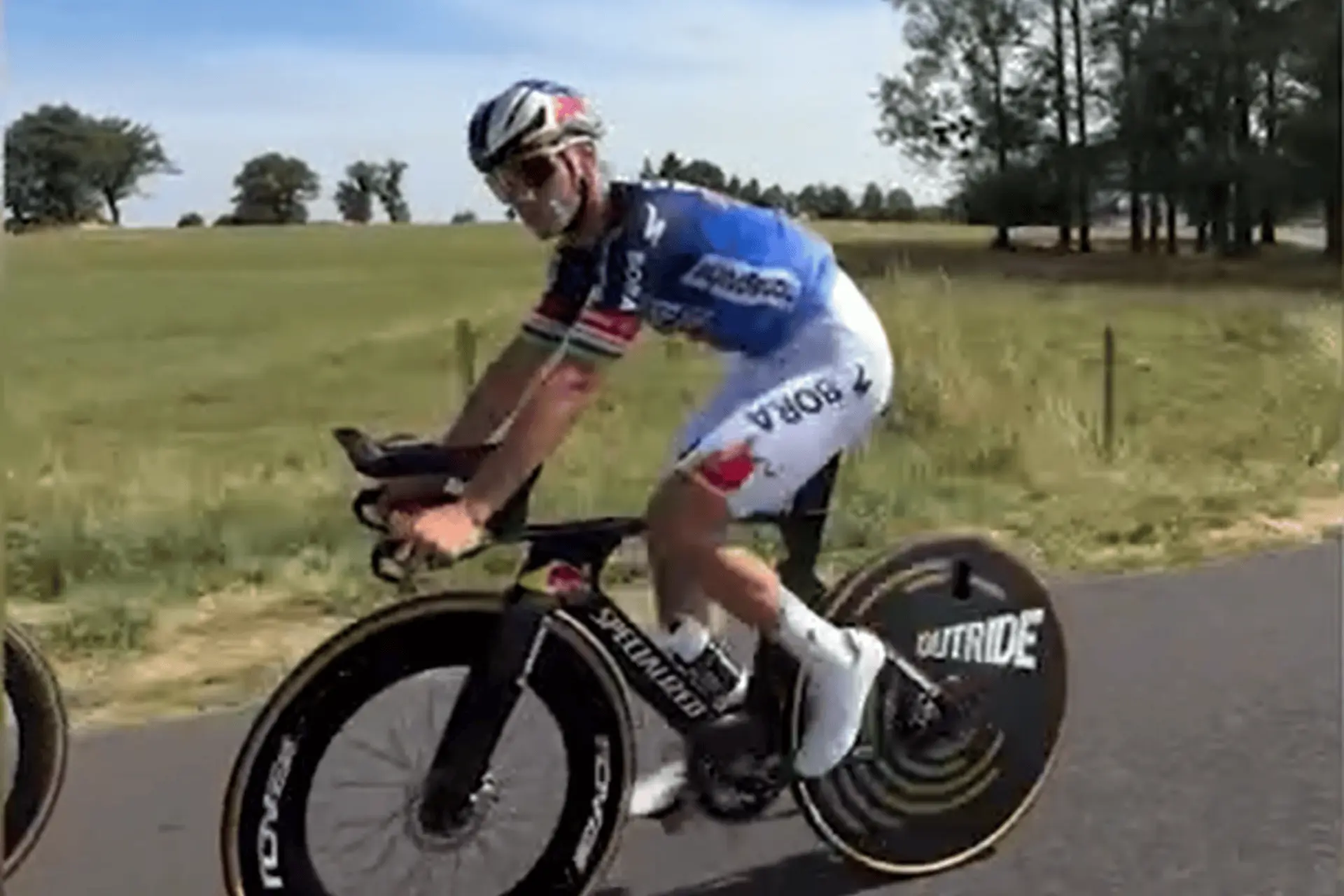 Remco Evenepoel shows off Red Bull - BORA - hansgrohe's upside down special kit for Tour de France rest day