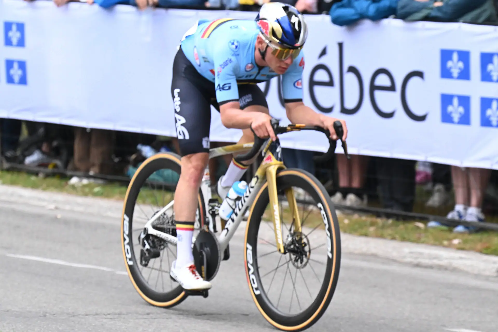 Remco Evenepoel in action at the 2026 Montreal World Championships