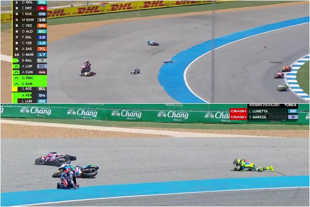 Brividi Moto2, la conta dei danni: Lunetta KO al piede, Alonso e Garcia senza fratture