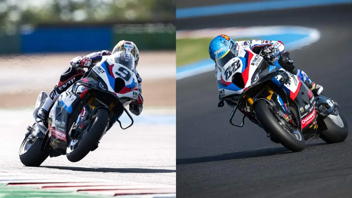 Danilo Petrucci e Miguel Oliveira guidano le BMW M 1000 RR nel round Superbike a Magny-Cours, Francia