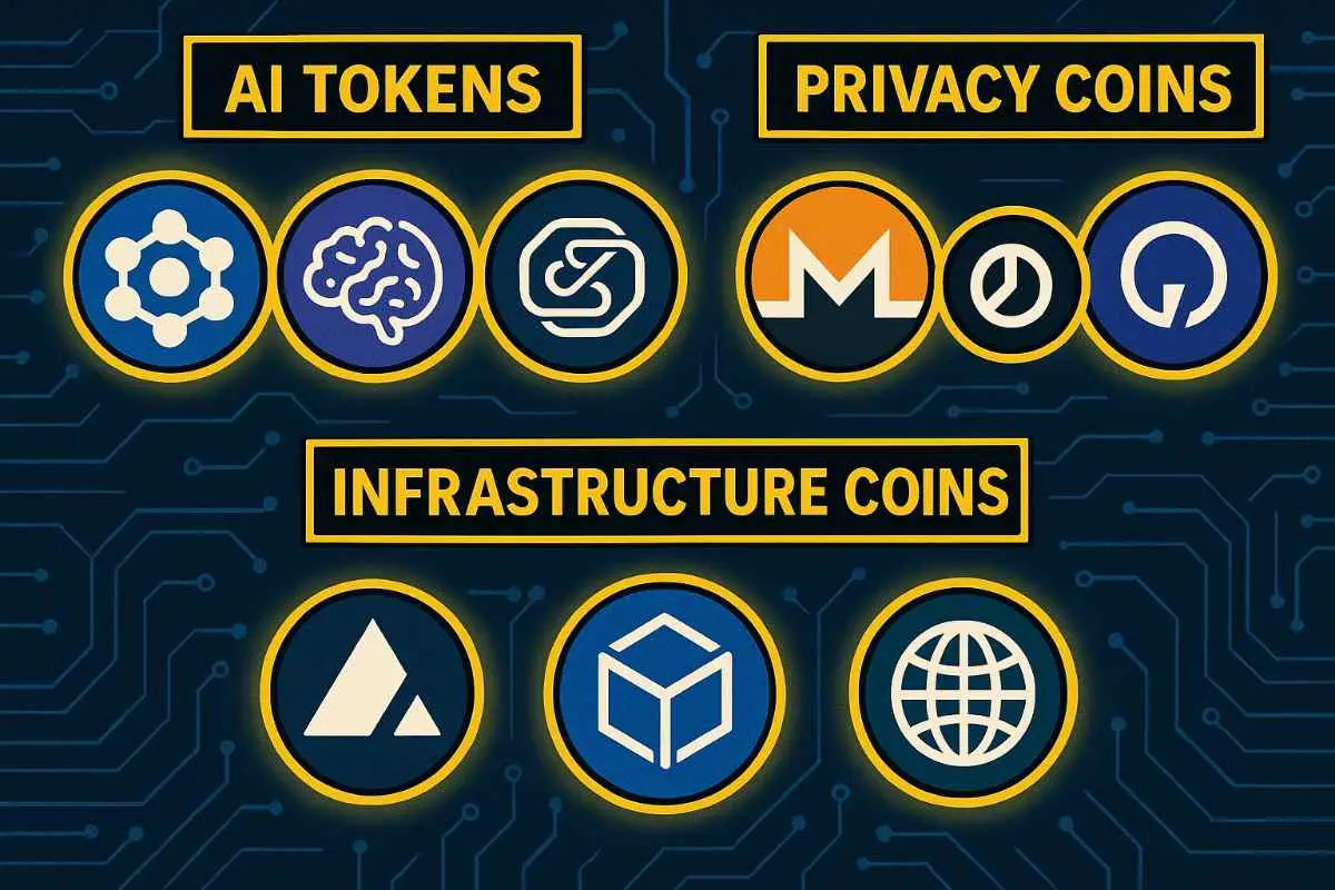 Cryptomarkt privacymunten, AI-munten en infrastructuur munten