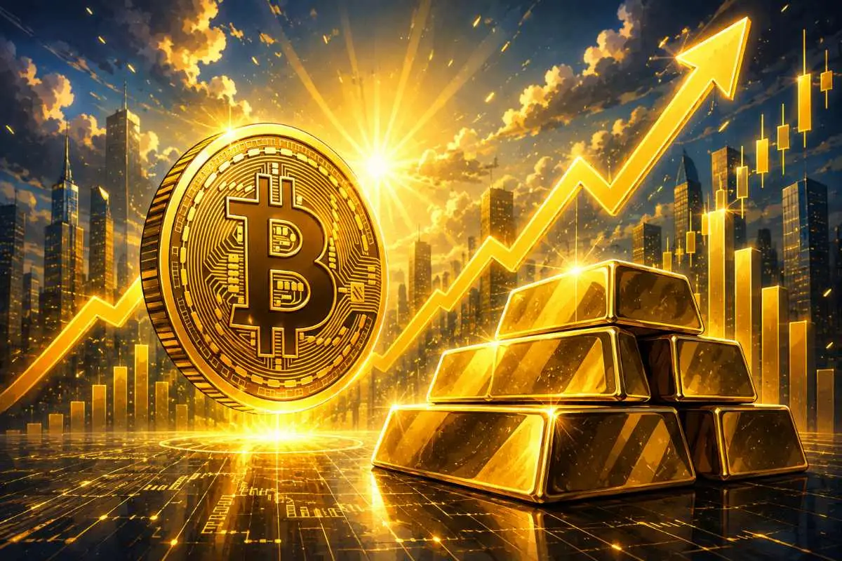 Bitcoin en goud stijgen