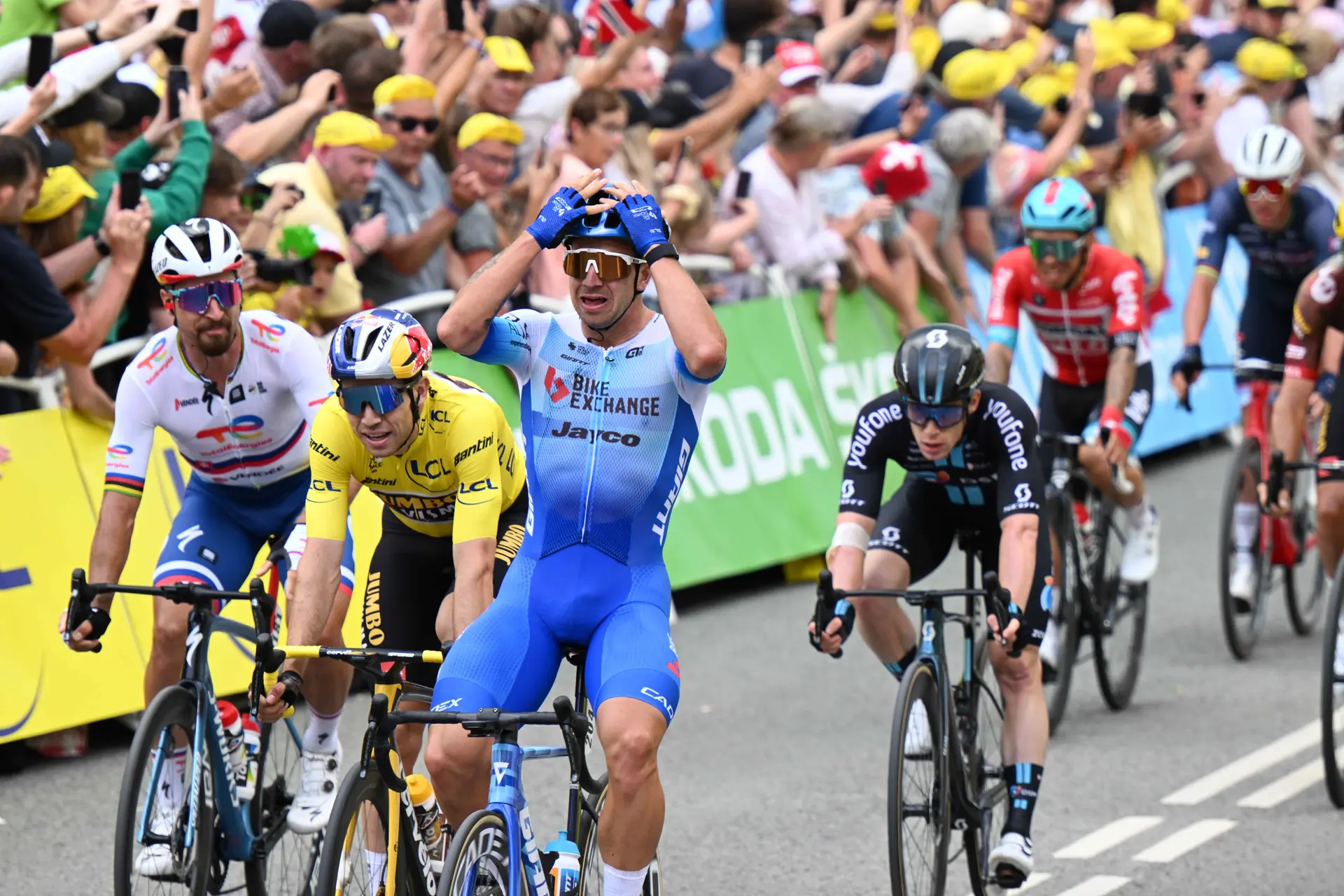 Dylan Groenewegen sprints to victory in crash effected finale on stage 1 of the Tour de Hongrie