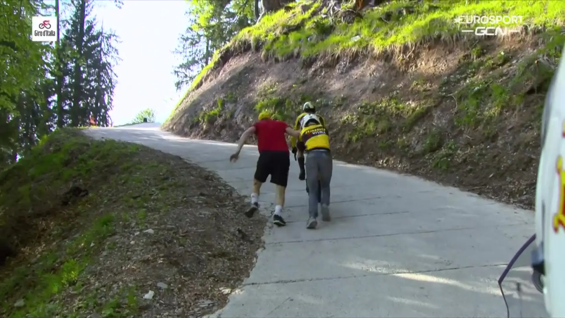 Fan who pushed Primoz Roglic at dramatic time-trial chain-slip revealed to be former ski jumpking teammate