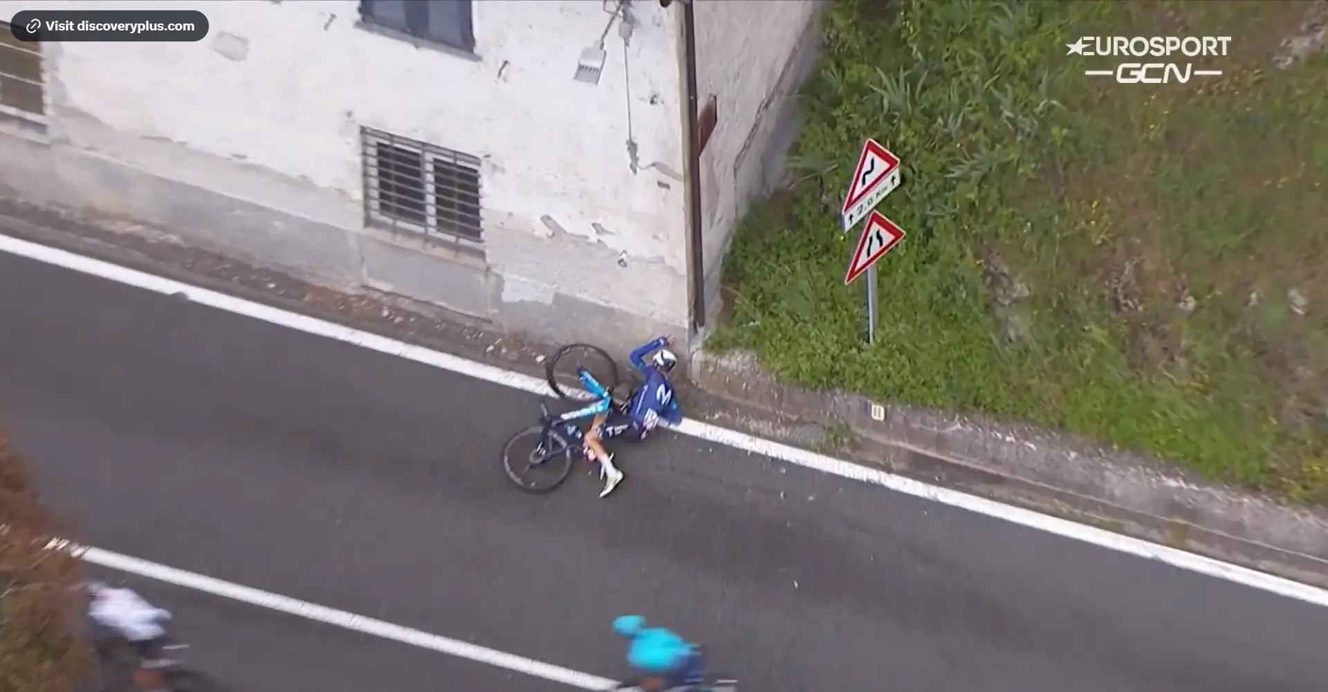 VIDEO: Oscar Rodriguez crashes into house as slippery descent causes chaos at the Giro d'Italia