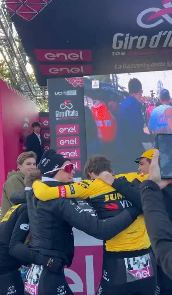 VIDEO: The moment Jumbo-Visma realised Primoz Roglic had won the 2023 Giro d'Italia
