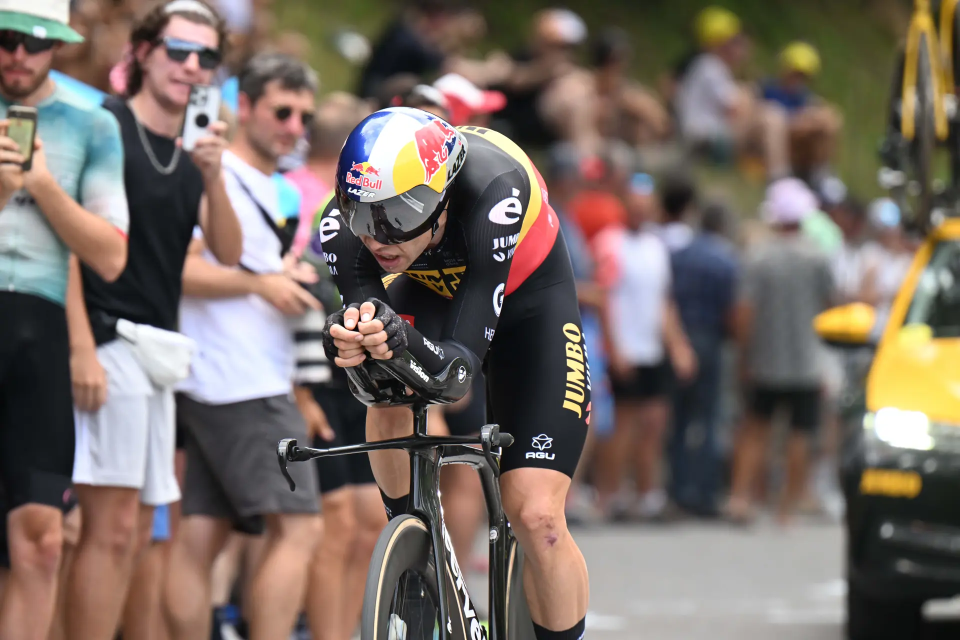 "I am the best of normal people" jokes Wout van Aert after finishing third behind Pogacar and Vingegaard on stage 16 time-trial