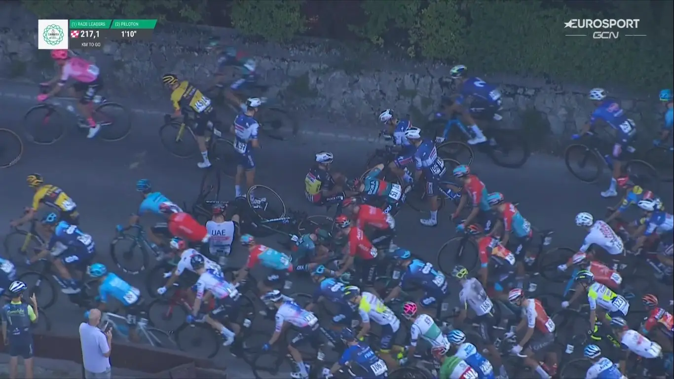 VÍDEO: Queda de Remco Evenepoel no início da Volta à Lombardia