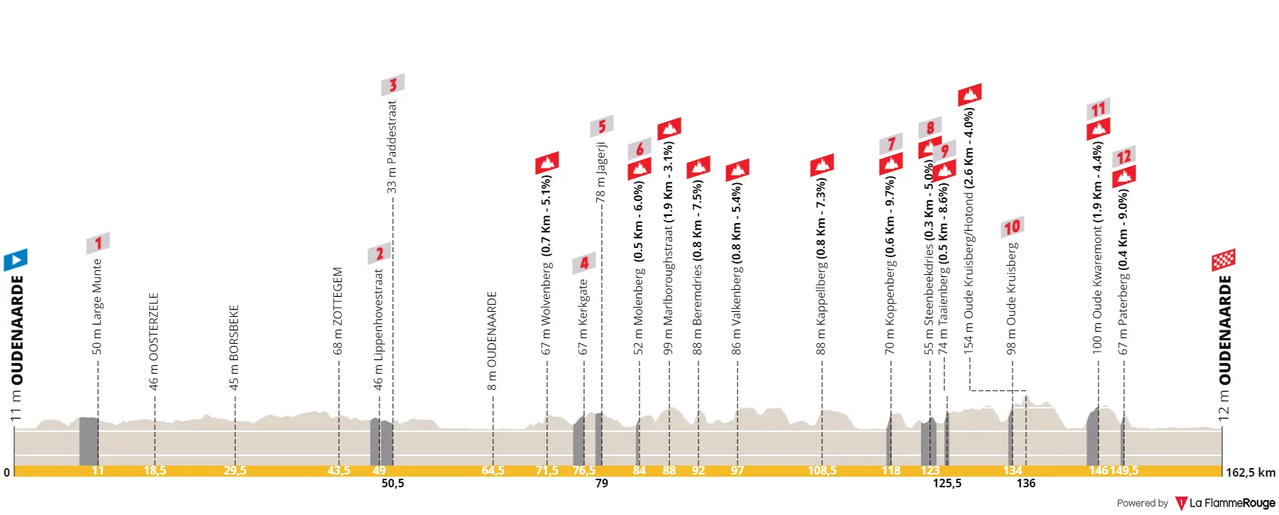 Profile & Route Tour of Flanders WE 2024