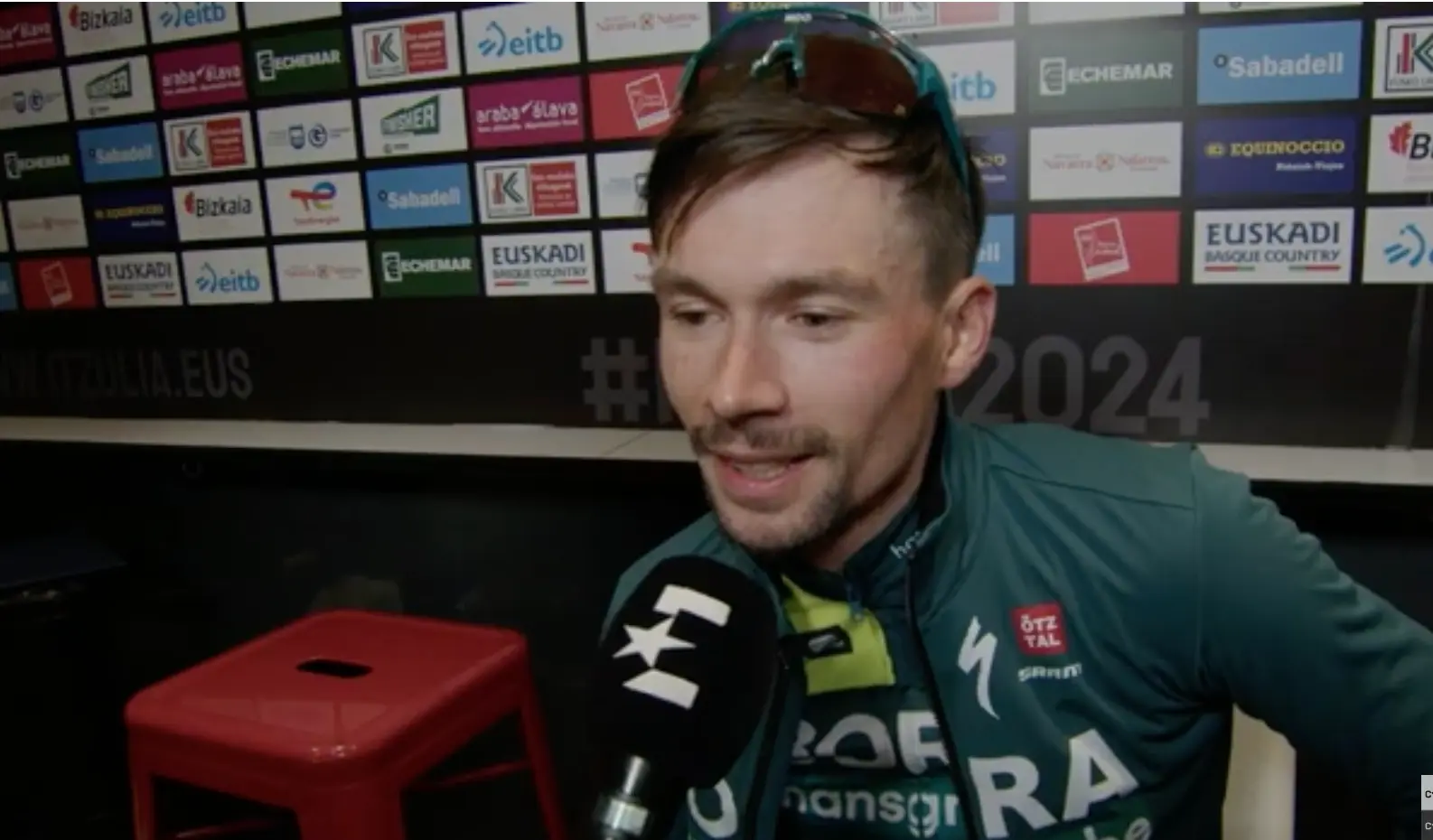 Primoz Roglic, depois de terminar o seu fantástico contrarrelógio no País Basco: "É fantástico, senti-me forte, as minhas pernas estavam óptimas".