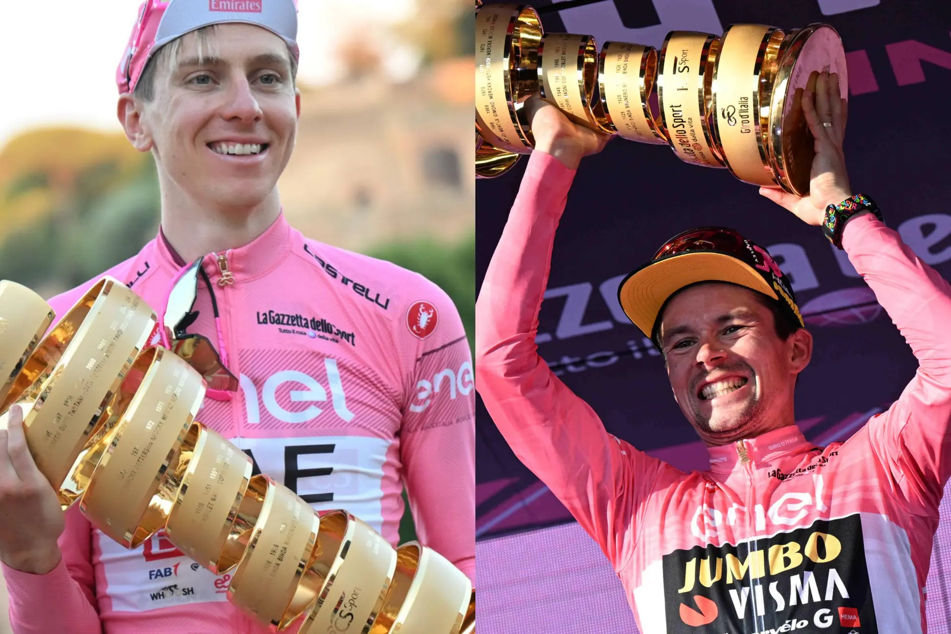 Tadej Pogacar enaltece o ciclismo da Eslovénia: "Depois da vitória de Primoz Roglic no ano passado, é fantástico ter dois vencedores eslovenos consecutivos da Volta a Itália"