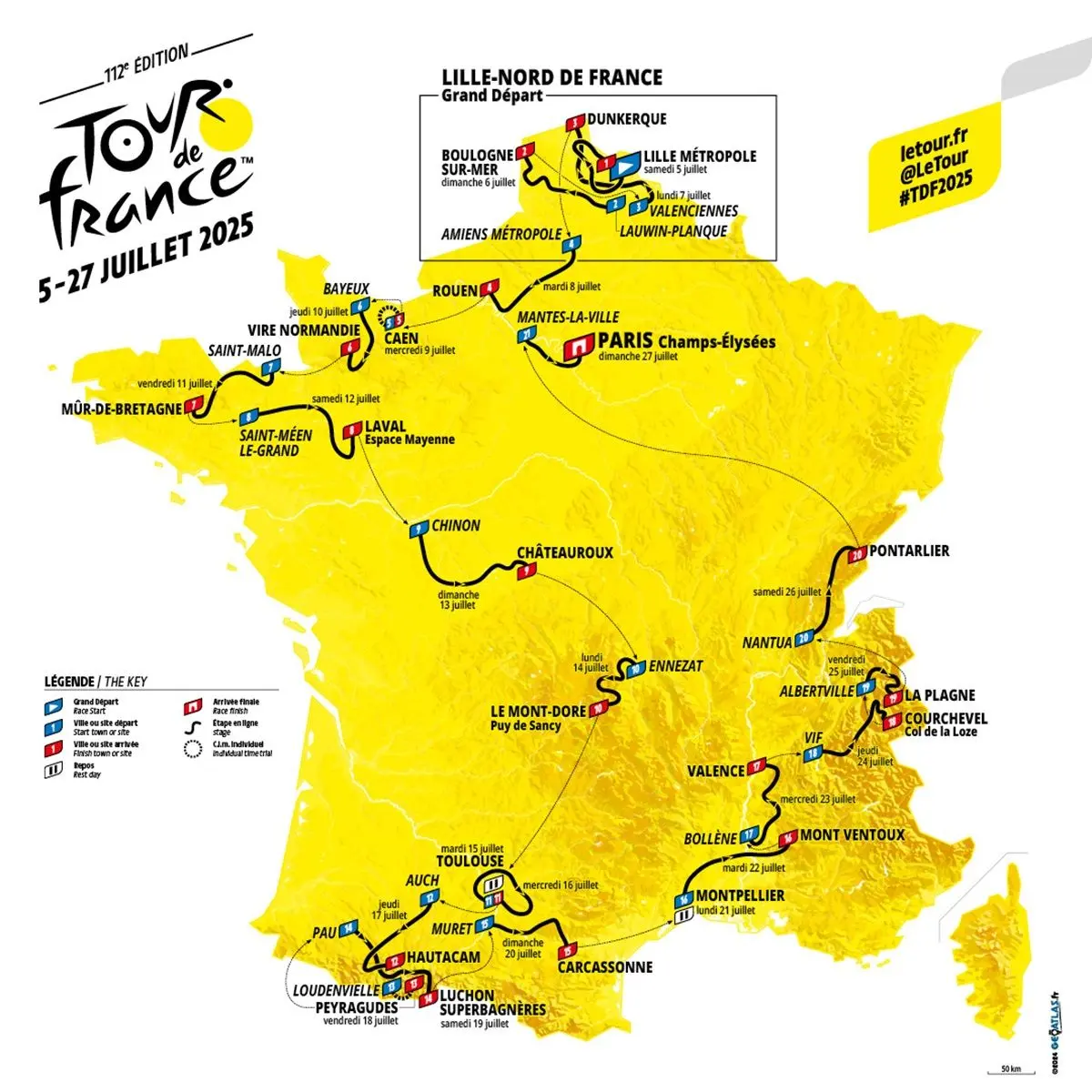 Profiles & Route Tour de France 2025 - Mont Ventoux, Col de la Loze and Mountain Time-Trial