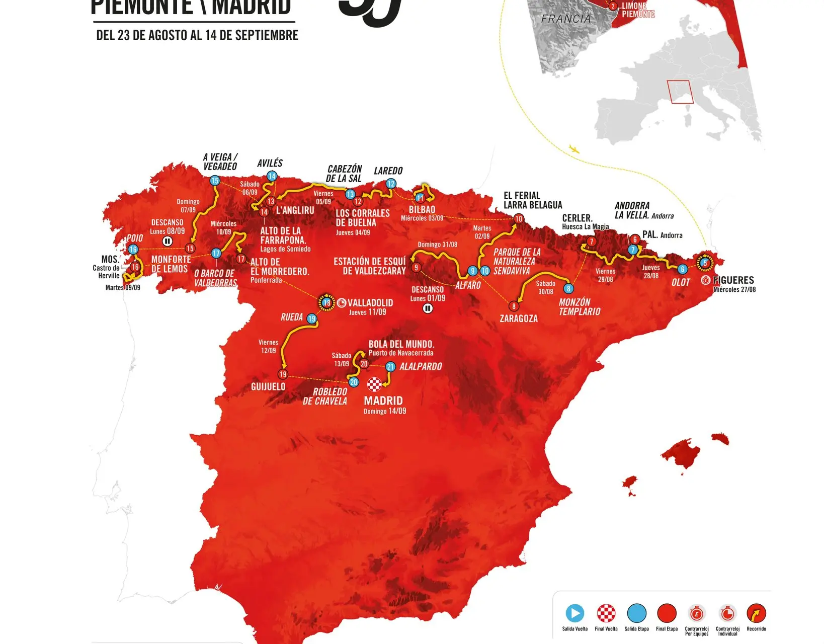 Profiles & Route Vuelta a Espana 2025 - Angliru, Farrapona, Bola del Mundo; 4 countries and a TTT