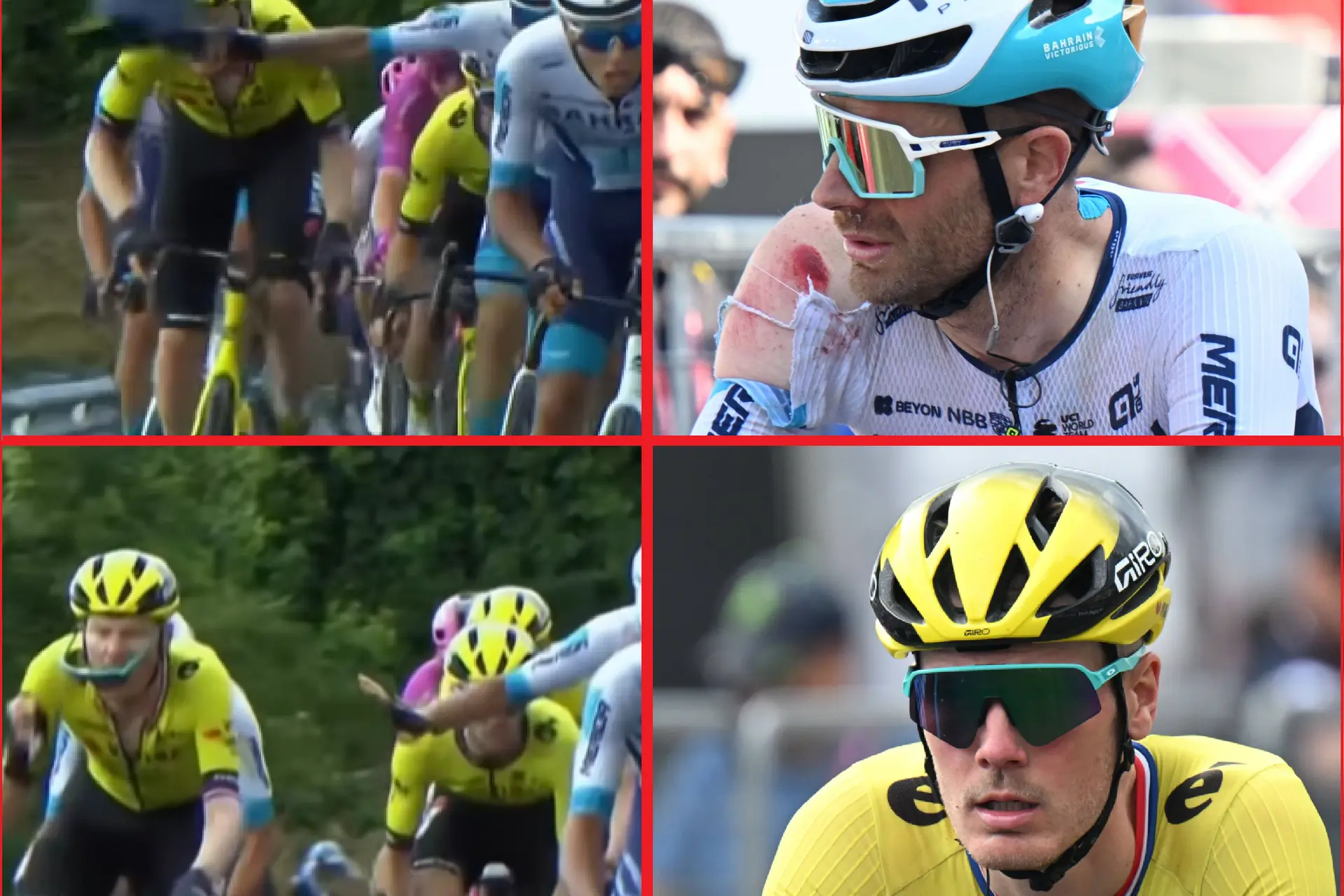 VIDEO: Damiano Caruso accidentally "jacket slaps" Dylan van Baarle!