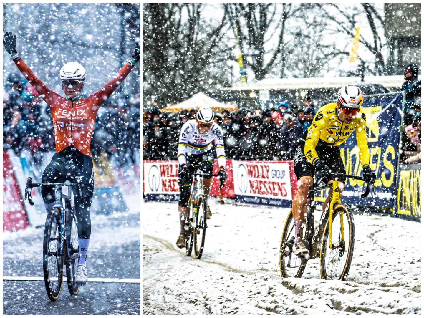 PHOTOS | Snowstorm turns Exact Cross Mol into historic cycling event - Van der Poel and Van Aert race in the snow and sand
