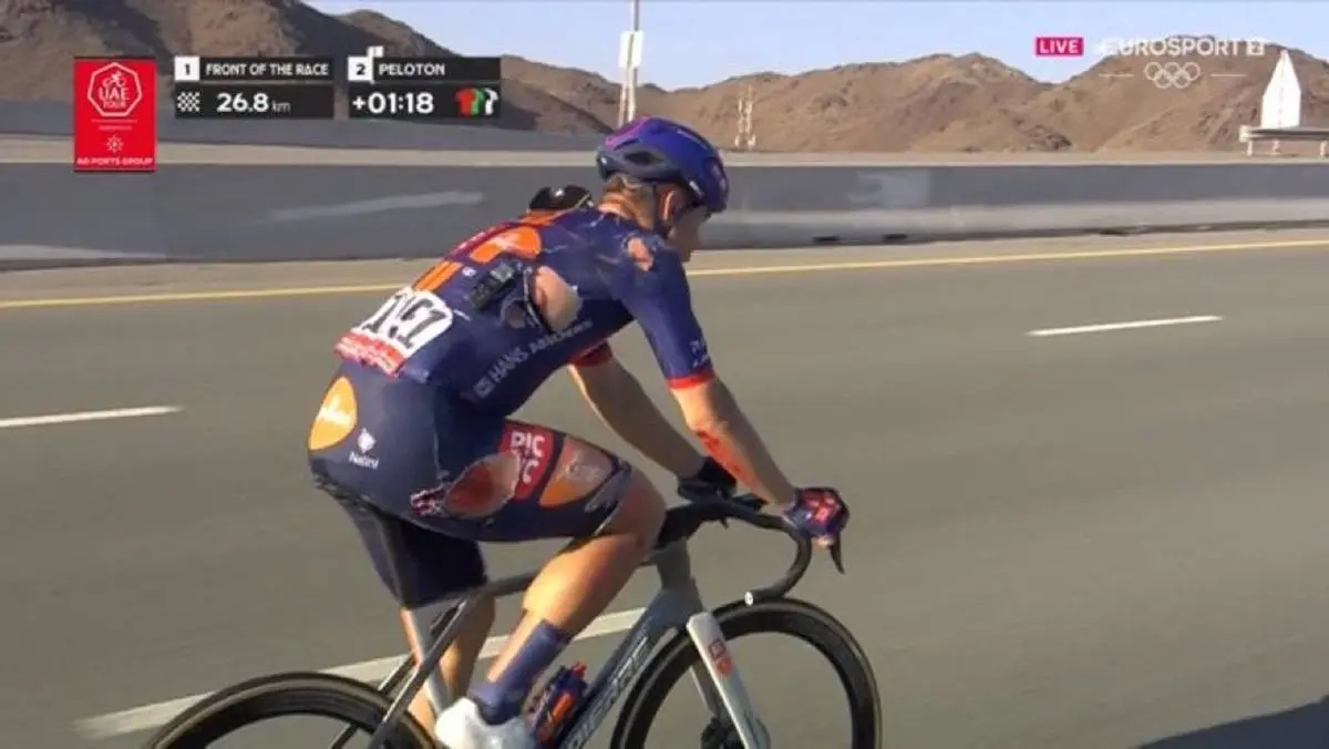 Medical reports & withdrawals UAE Tour 2026 update stage 4 - Fabio Jakobsen and Ethan Hayter suffer bad crash