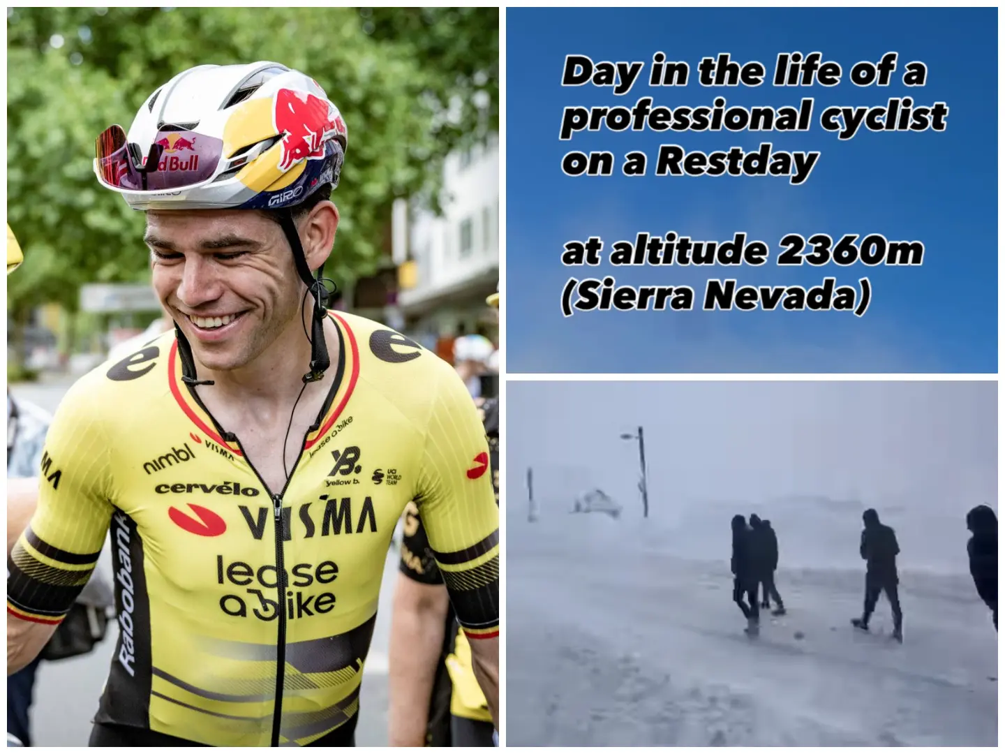 VÍDEO: Equipa de clássicas de Wout Van Aert obrigada a treinar nos rolos após tempestade de neve atingir a Serra Nevada