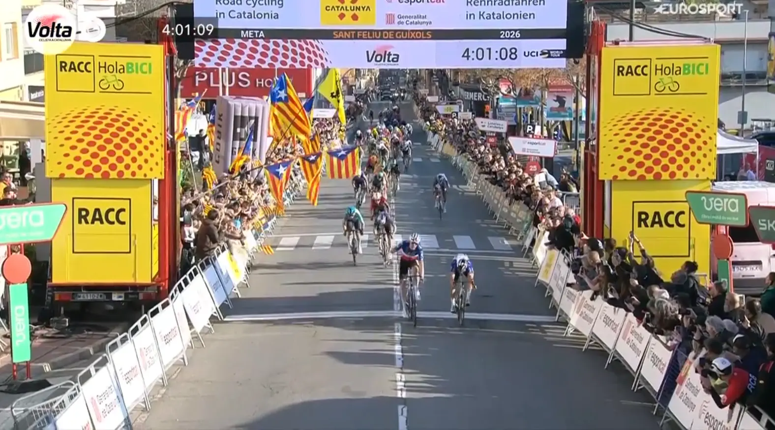 Results Volta a Catalunya 2026 Stage 1 | INEOS' Dorian Godon edges Remco Evenepoel in photo finish after UAE split peloton for no reward