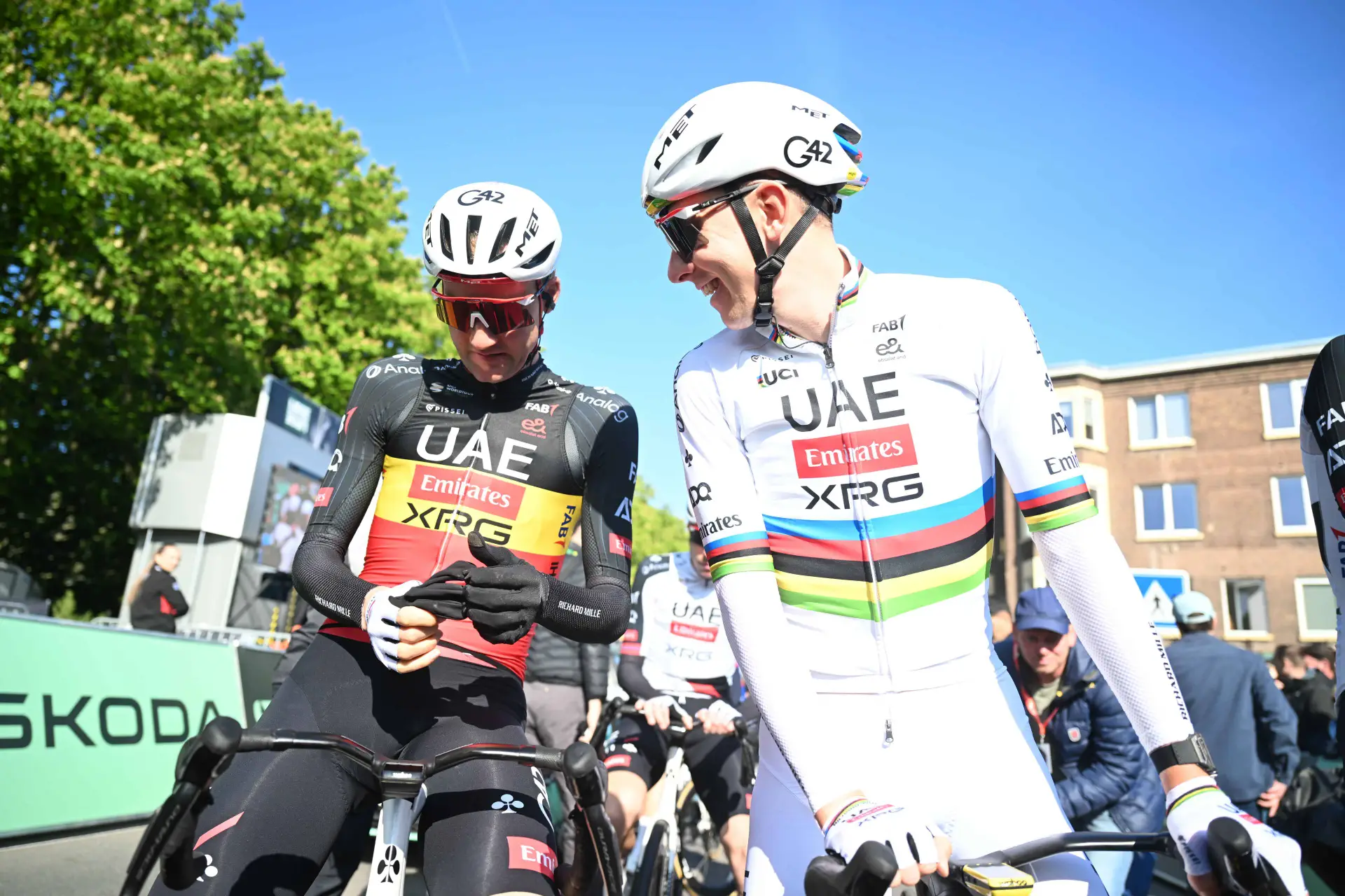 Tim Wellens and Tadej Pogacar at the 2026 Liêge-Bastogne-Liège