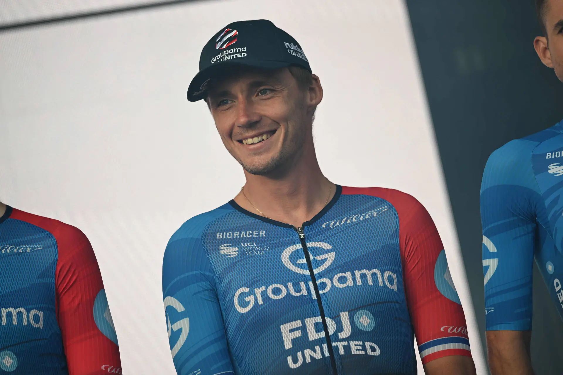 Valentin Madouas at the 2026 Tour de Pologne team presentation