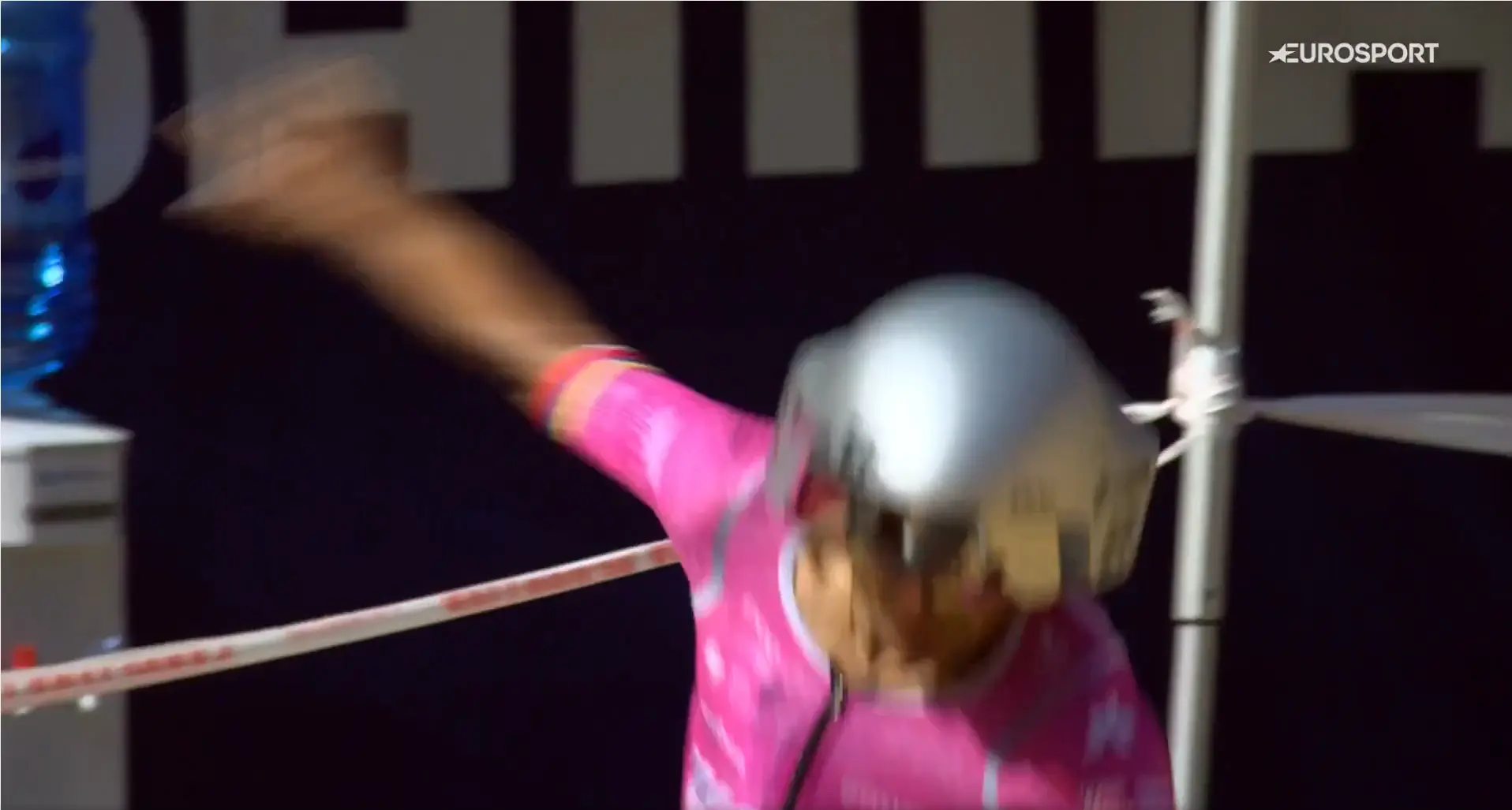 Richard Carapaz slips on his way to the start ramp at La Vuelta a Espana 2026