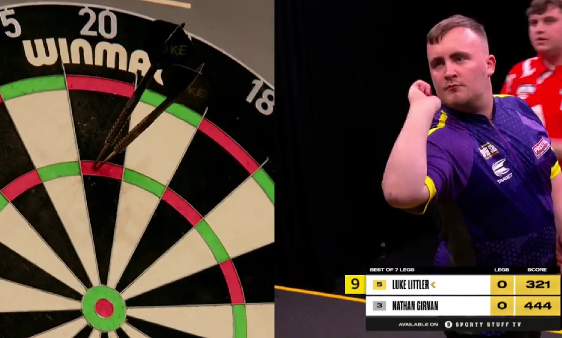 VIDEO: Luke Littler had vandaag bijna meest opmerkelijke '9-darter' ooit op zijn naam