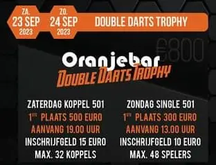 Aanvangstijd koppeltoernooi van Double Darts Trophy gewijzigd naar 20:00 uur