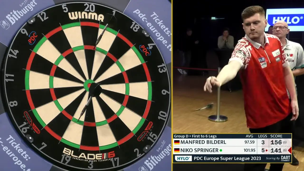 nine darter niko springer strikes perfection at the 2023 pdc europe super league 1 19 screenshot 1