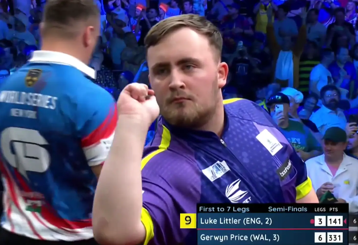 Luke Littler gooit geen 9-darter maar wat die hier flikt is voor Gerwyn Price nog pijnlijker