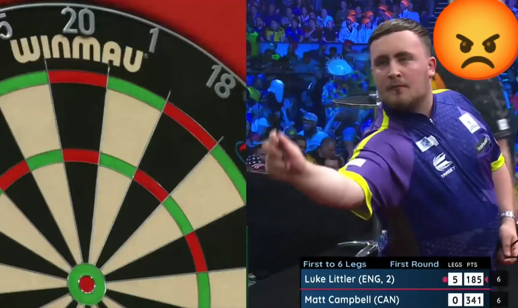 VIDEO: Matt Campbell is niet blij met Luke Littler na deze actie op de US Darts Masters