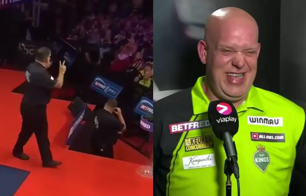 Michael van Gerwen en Gary Anderson steken de draak met Luke Littler en de Engelse fans