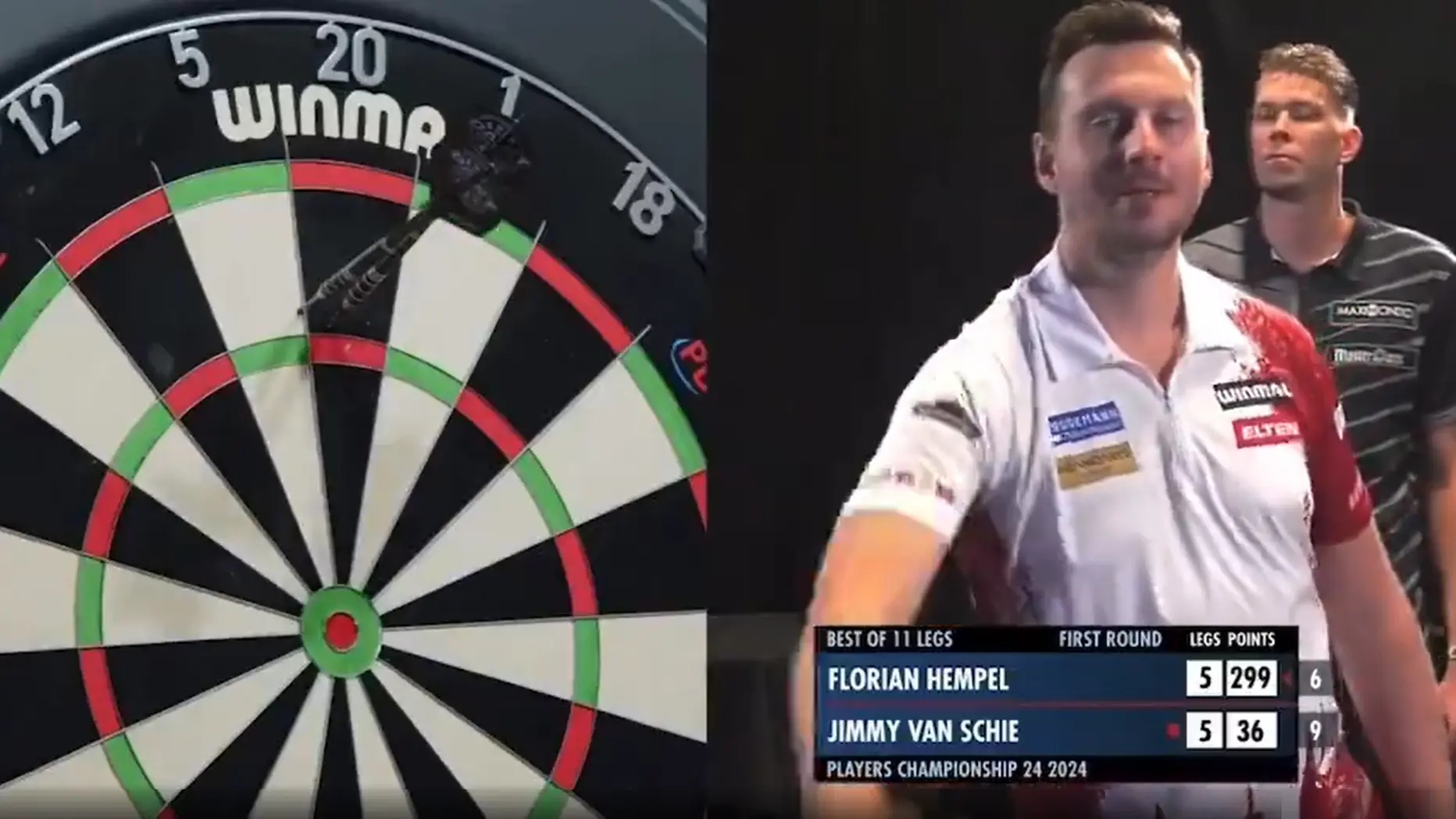 Florian Hempel toont zich van zijn onsportieve kant tijdens dit moment met Jimmy van Schie