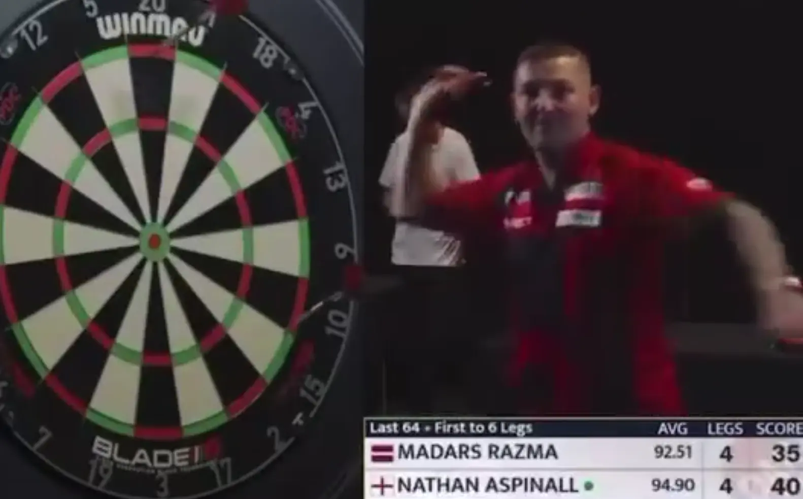 VIDEO: Nathan Aspinall smijt woest een pijl richting het bord en kan een boete verwachten