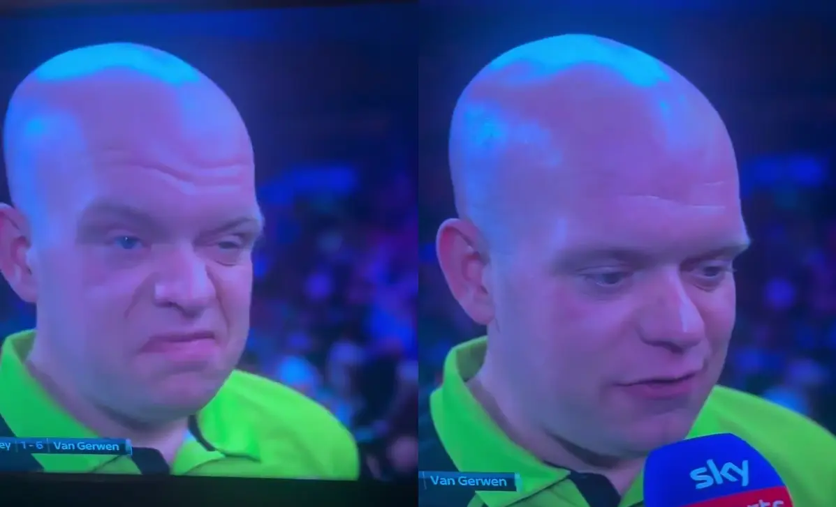 VIDEO: Van Gerwen misdraagt zich met deze opmerking voor de camera van Sky Sports