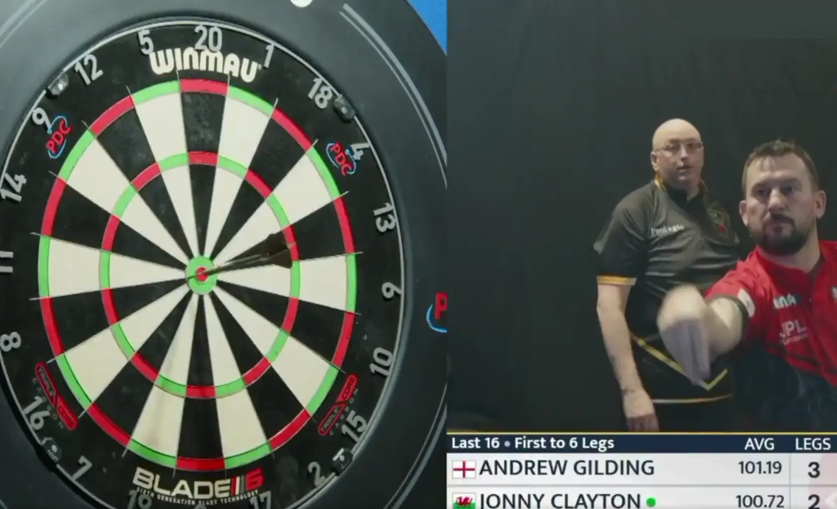 Andrew Gilding baart opzien met deze actie tegen Jonny Clayton en dan gebeurt er dit
