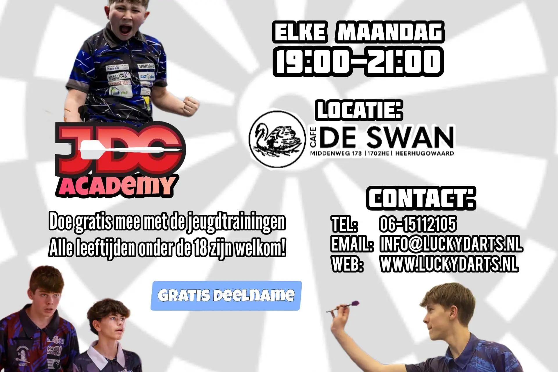 Elke maandagavond gratis Lucky Darts jeugdtraining in Heerhugowaard