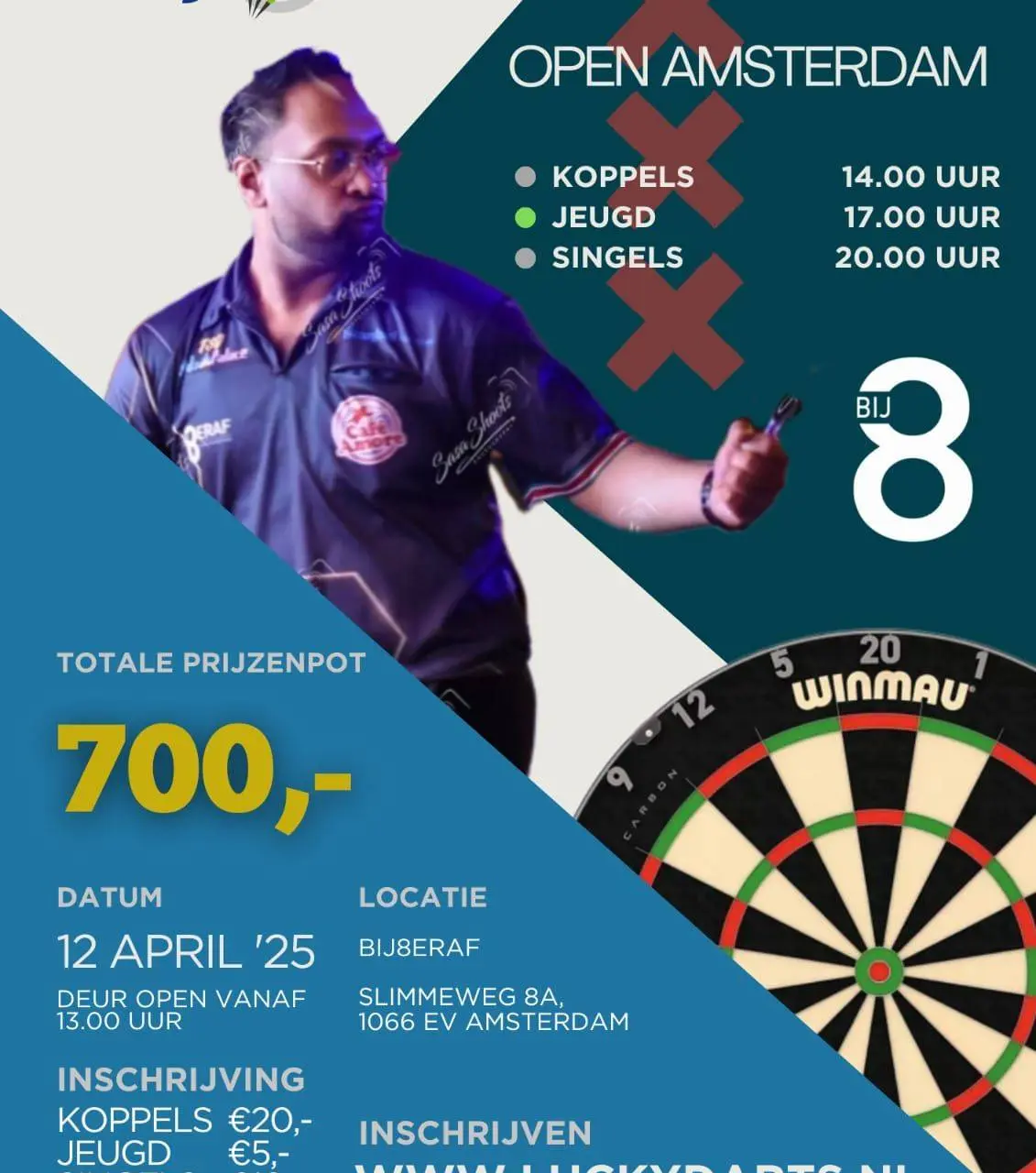 Eerste editie Lucky Darts Open Amsterdam op 12 april 2025