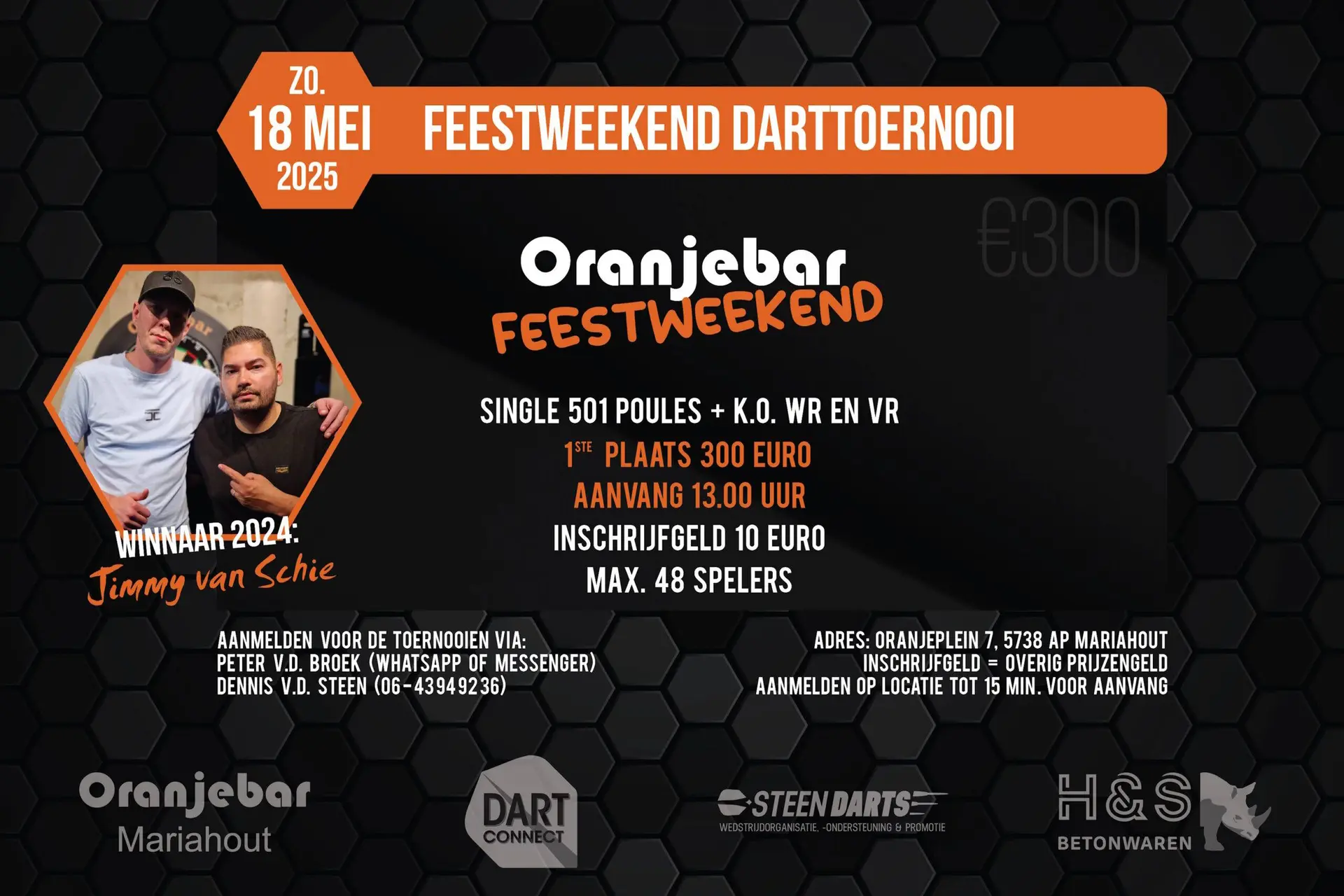 Dartfeest in Mariahout: Oranjebar Feestweekend Darttoernooi op 18 mei