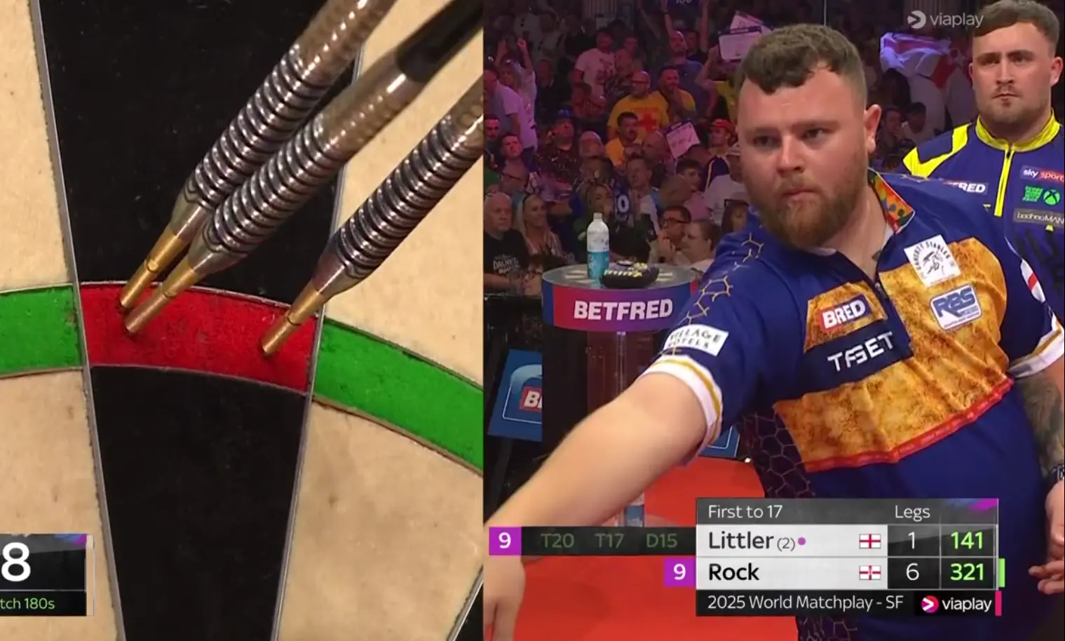 Josh Rock verliest een leg met het hoogst mogelijke gemiddelde ooit van 180,00