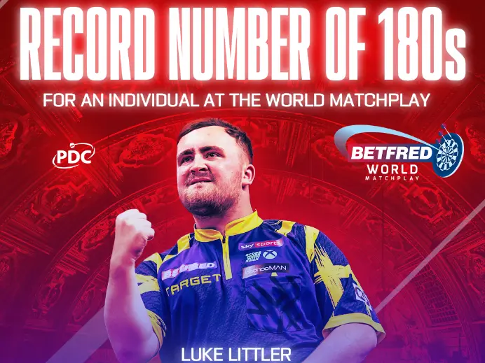 Luke Littler verbreekt het 180-record van Adrian Lewis op de World Matchplay