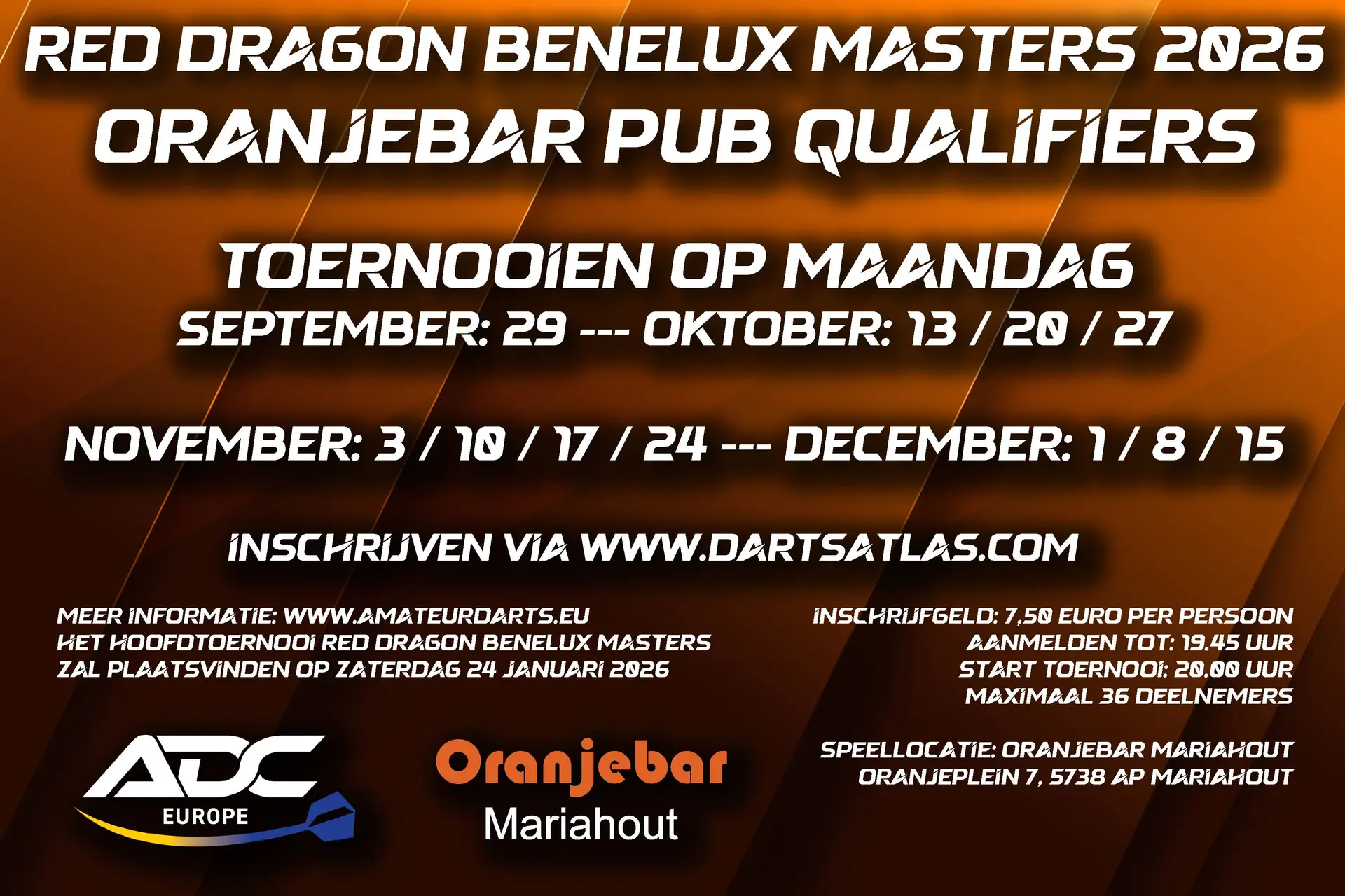 ADC Europe kwalificaties voor de Red Dragon Masters 2026 maandag van start