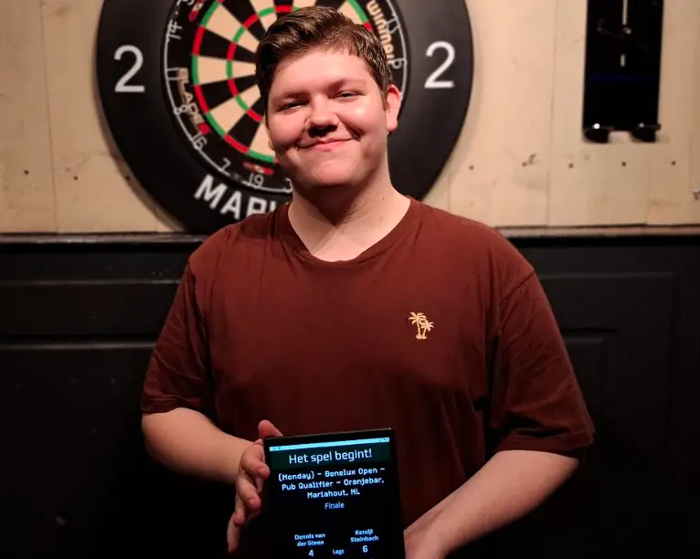 Kendji Steinbach boekt zege op 10e en laatste speeldag van Oranjebar/ADC Winmau Benelux Open