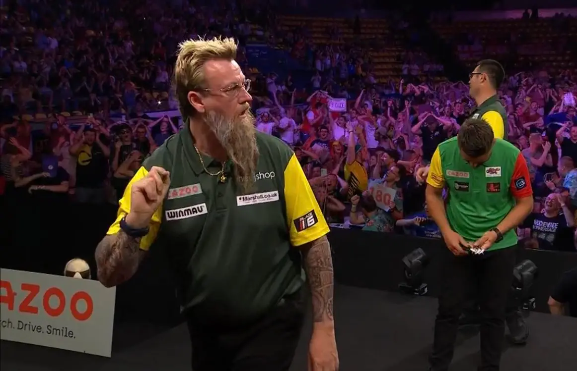VIDEO: Whitlock misses double for historic nine-dart finish in World Cup of Darts