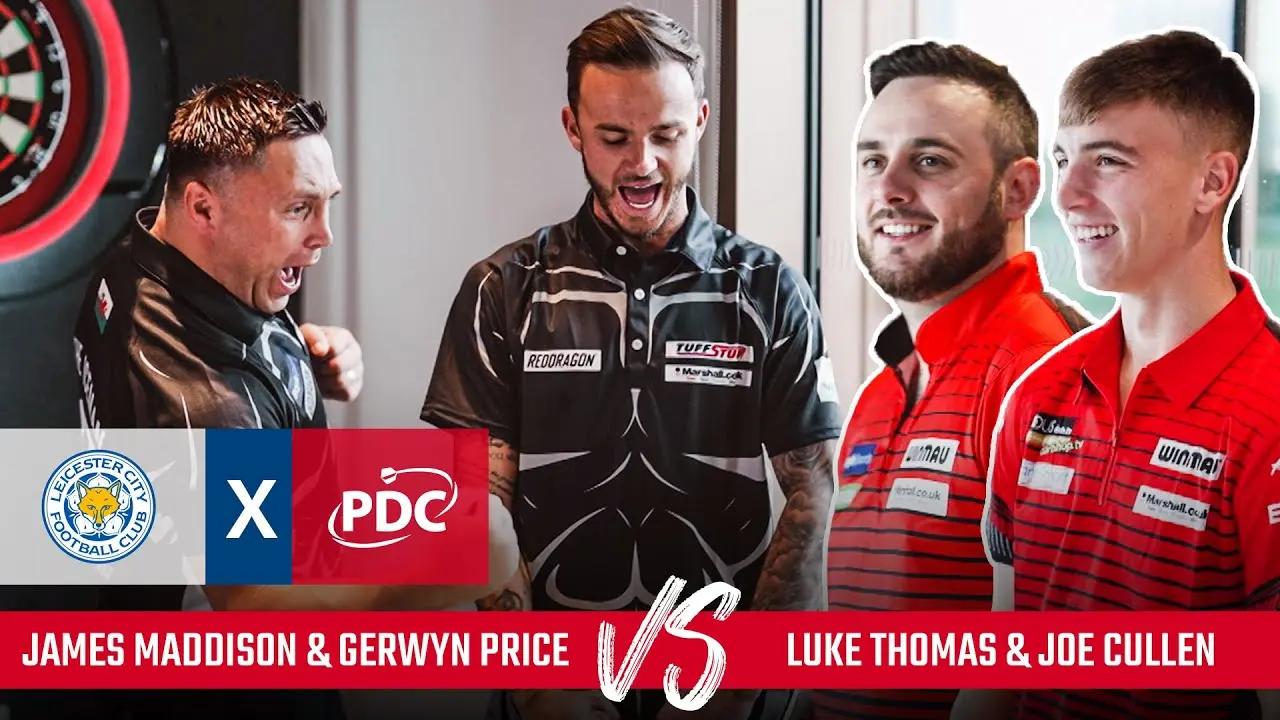 VIDEO: Leicester City stars Maddison and Thomas play doubles darts with Price and Cullen