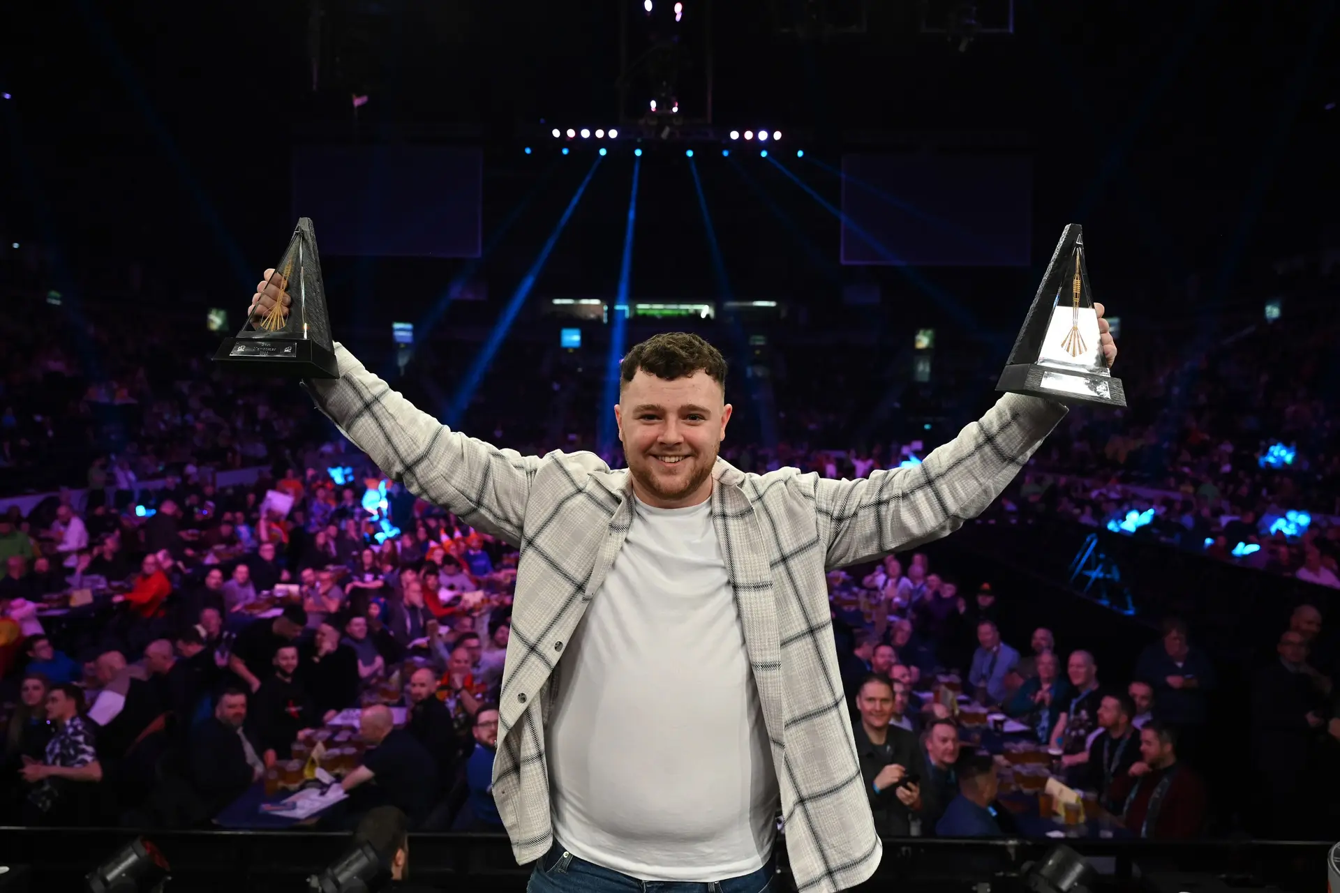 VIDEO: Josh Rock given Best Newcomer and Young Player of the Year awards on stage on Night One of Premier League Darts in Belfast